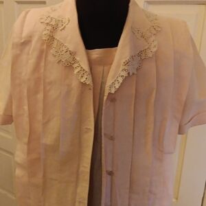 Chic Lace-Trimmed Blush Dress